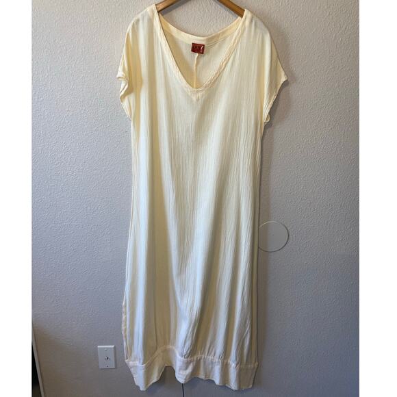 Oh My Gauze! Dresses & Skirts - Oh My Gauze! Boho Minimalist Cotton Cream Short Sleeve Maxi Dress Size 1 Sm/Med